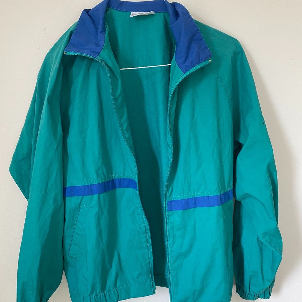 Light Turquoise and Blue Vintage Windbreaker